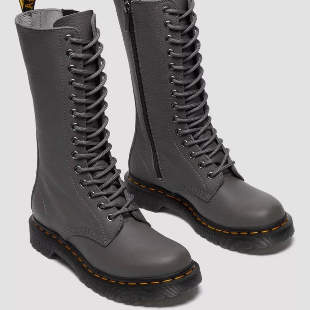 Dr. Martens 1B99 Virginia Leather Grey Mid Calf Boots